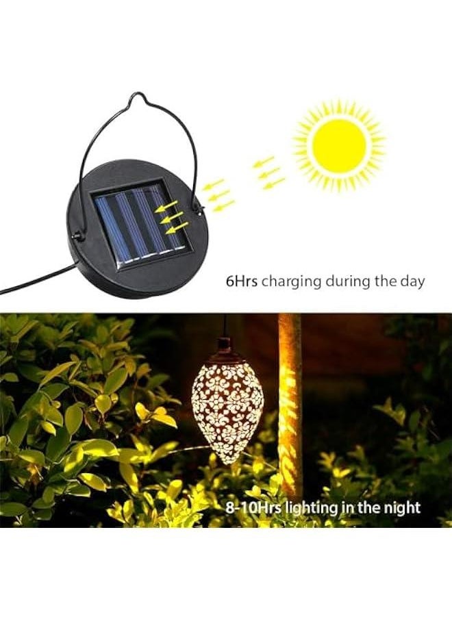 HOOKOR Hanging Solar Lights, Solar Lantern LED Moroccan Garden Lights Metal Lamp Waterproof for Outdoor, Patio, Porch Hanging Decor  - Image 4