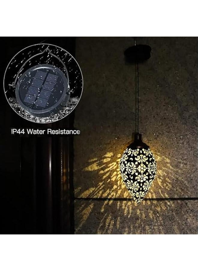 HOOKOR Hanging Solar Lights, Solar Lantern LED Moroccan Garden Lights Metal Lamp Waterproof for Outdoor, Patio, Porch Hanging Decor  - Image 5