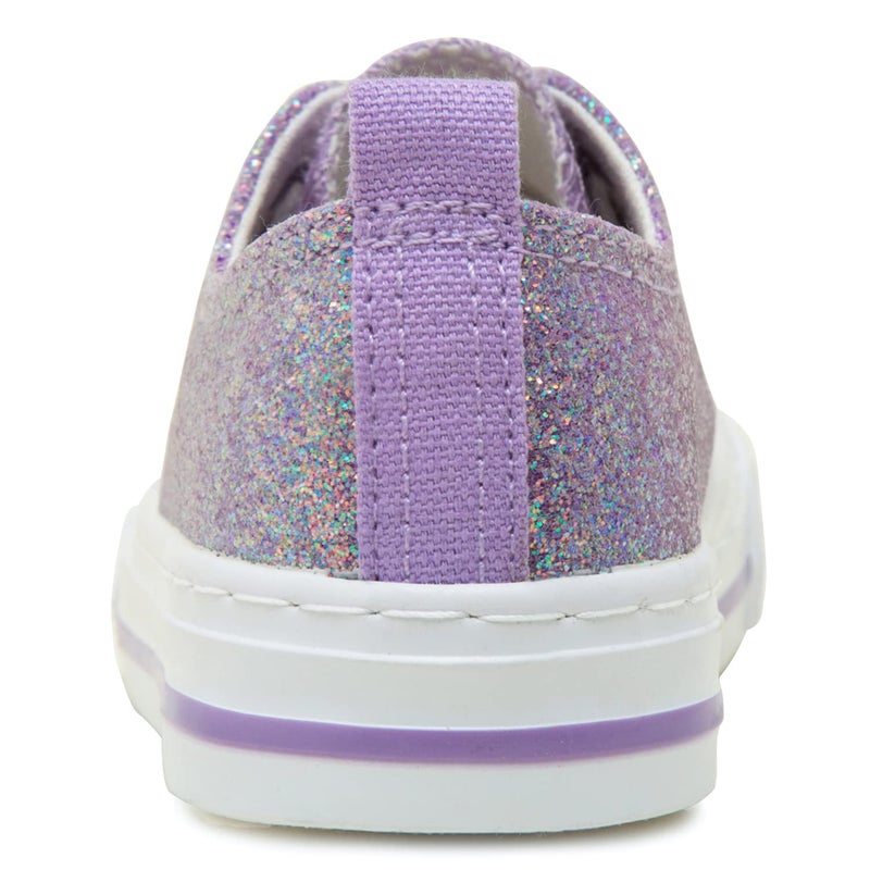 Toandon Girls Kids Sneakers Glitter Sequins Canvas Shoes Toddler Child Glitter Sparkle Low Top Lace Up Non Slip Lightweight Walking Outdoor Purple Size 1 - Image 4