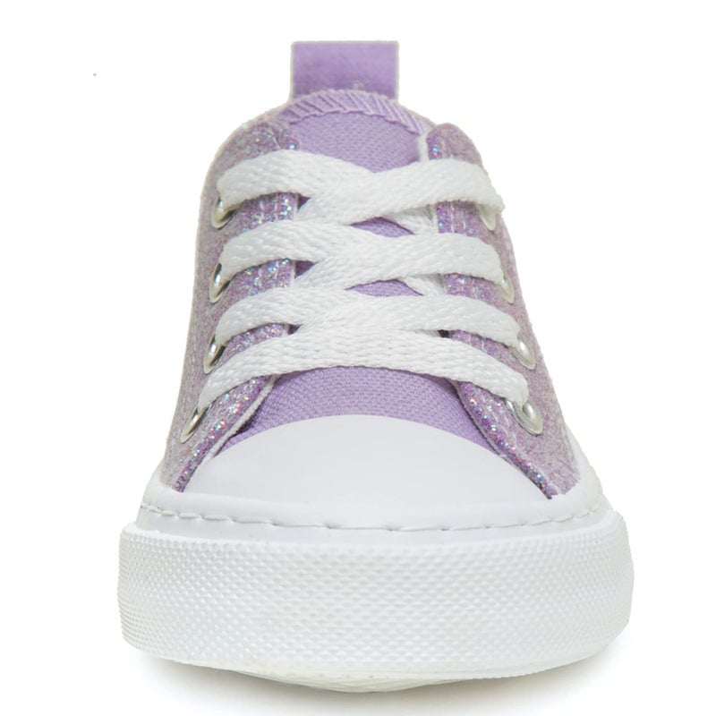 Toandon Girls Kids Sneakers Glitter Sequins Canvas Shoes Toddler Child Glitter Sparkle Low Top Lace Up Non Slip Lightweight Walking Outdoor Purple Size 1 - Image 3