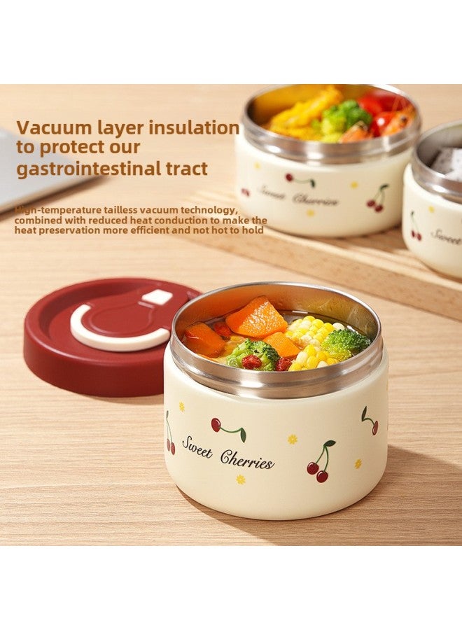 Vacuum Independent Sealed Leak-proof Stainless Steel 304 Cherry Insulated Lunch Box Portable Lunch Box For Students And Office Staff-Specifications:Portable Tableware Two-piece Set - Image 3