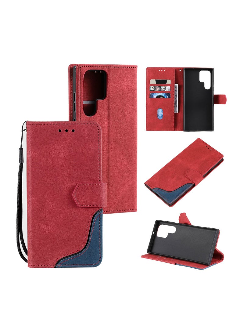 Suteni Color Block Flip Cover Card Slots Leather Phone Case for Samsung - Image 3