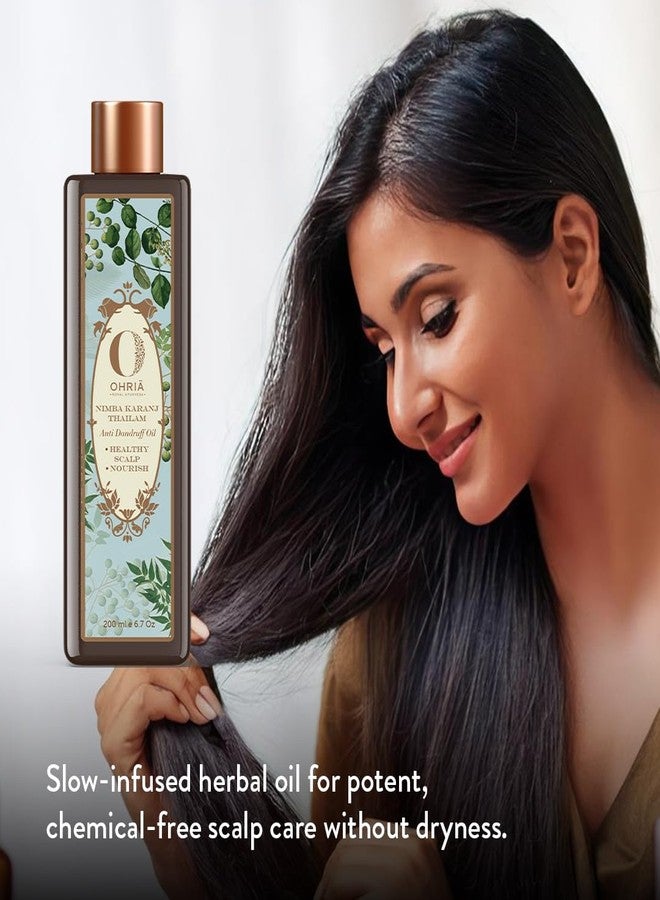 Ohria Ayurveda Nimba Karanj Thailam Anti-Dandruff Hair Oil | Neem, Triphala, Karanj | Scalp Health & Hair Nourishment | For All Hair Types | 200ml - Image 2