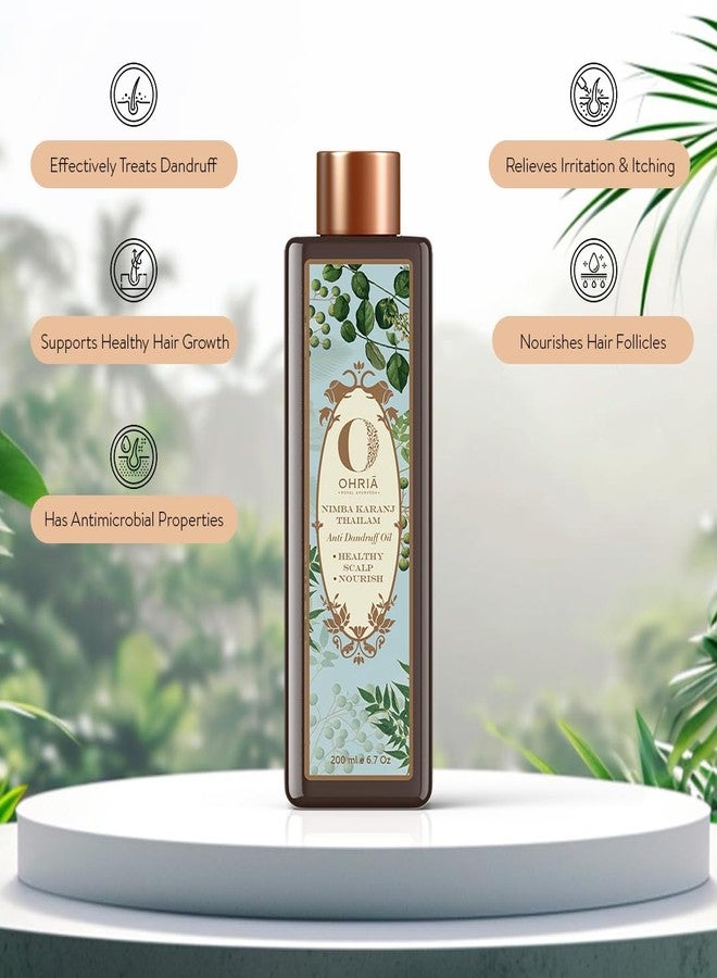 Ohria Ayurveda Nimba Karanj Thailam Anti-Dandruff Hair Oil | Neem, Triphala, Karanj | Scalp Health & Hair Nourishment | For All Hair Types | 200ml - Image 3