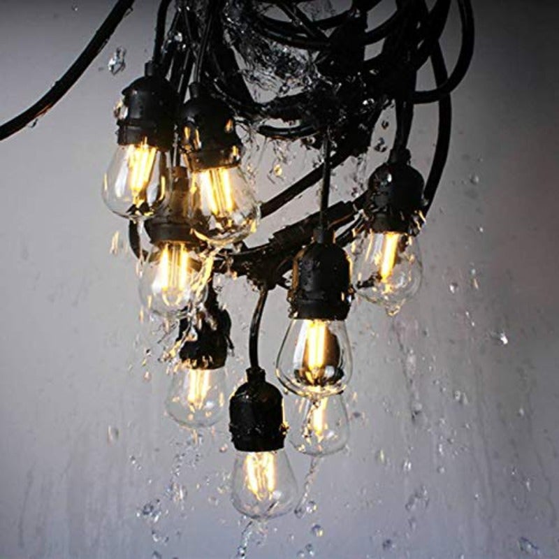 'Waterproof LED Outdoor String Lights - Hanging 2W Vintage S14 bulbs - 14.4M Premium Quality For Patio Lights Create Cafe Ambience in Your Backyard- Warm Light - Image 5