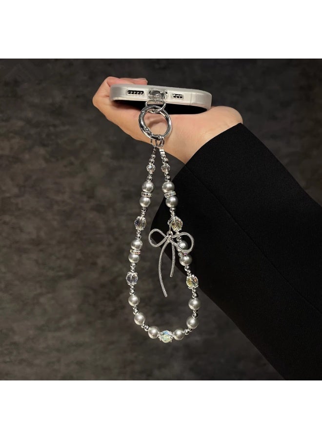 NIBEMINENT Phone Charm/ Chain Strap for Women Girls, Fashion Luxury Diamonds Cell Phone Case Lanyard Wrist Strap，Gray - Image 2