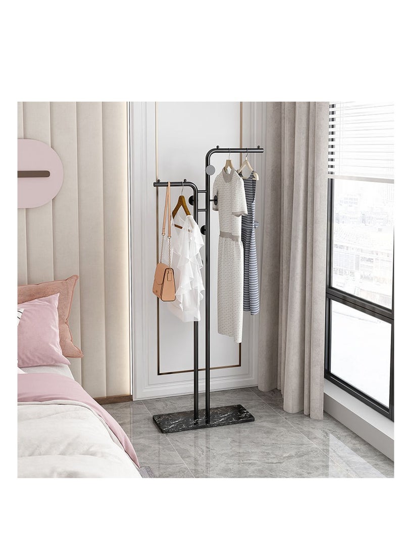 Y&D Double-pole Metal Coat Rack, Gold Coat Rack Freestanding with 5 Hooks and Marble Base, Gold Clothing Rack, Modern Coat Hanger Stand for Entryway, Living Room, Bedroom - Image 1