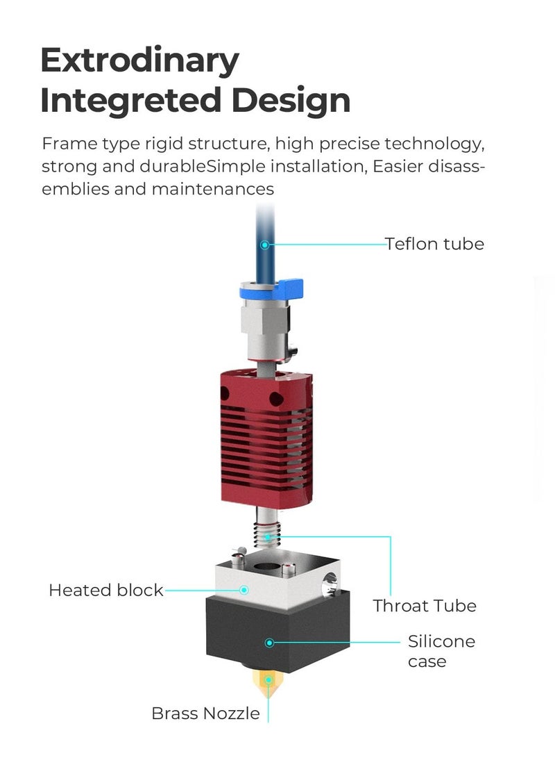 Ender 3 MK8 Hotend Kit, 24V Extruder with 0.4mm Nozzle and Blue Teflon Tube, Smooth Performance, No Clogging, Fits Creality Ender-3 Series - Image 5