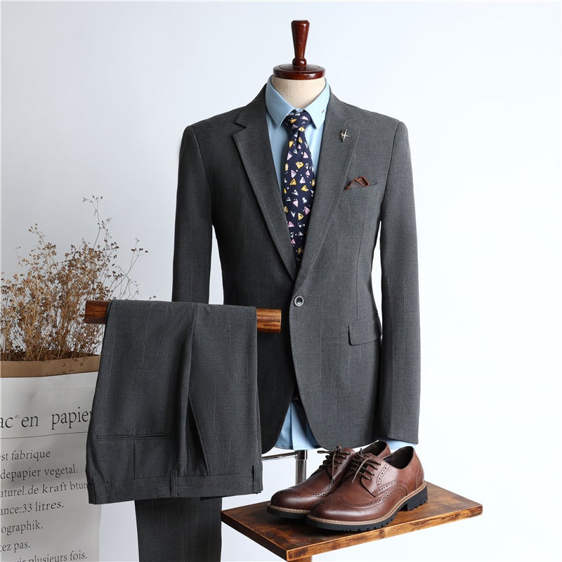 Four Seasons British Suit Men'S Suit Slim Fit Business Formal Wear With Bridegroom Wedding Dress Suit Two-Piece Suit Autumn - Image 3