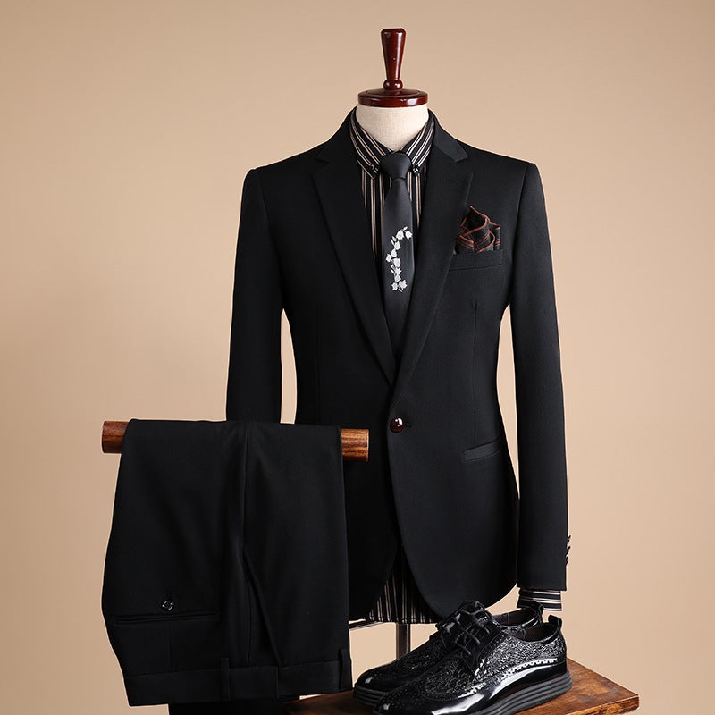 Four Seasons British Suit Men'S Suit Slim Fit Business Formal Wear With Bridegroom Wedding Dress Suit Two-Piece Suit Autumn - Image 1