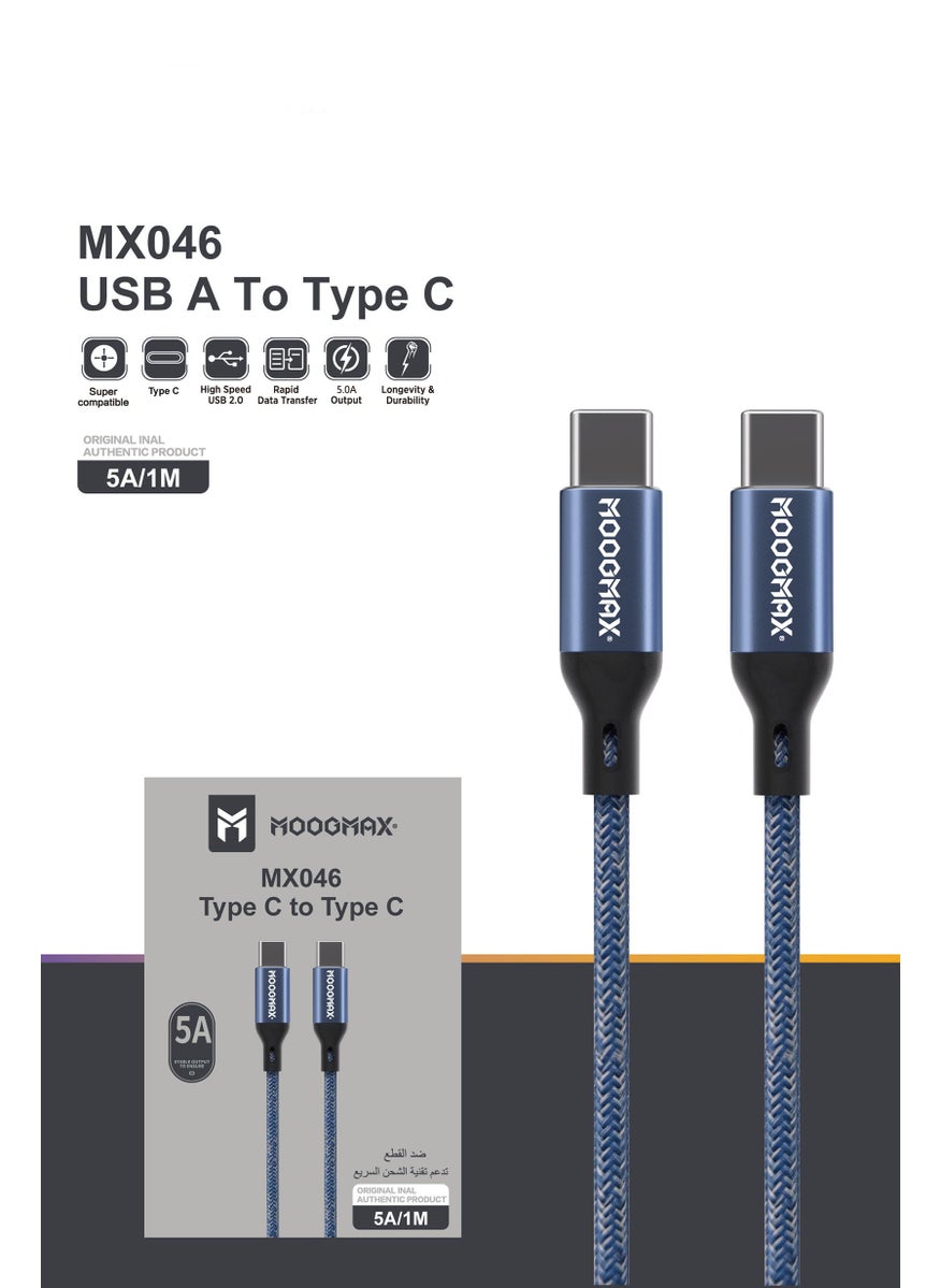 MOOGMAX MX-046 1 Meter Type-C Fabric Charging Cable, Blue 