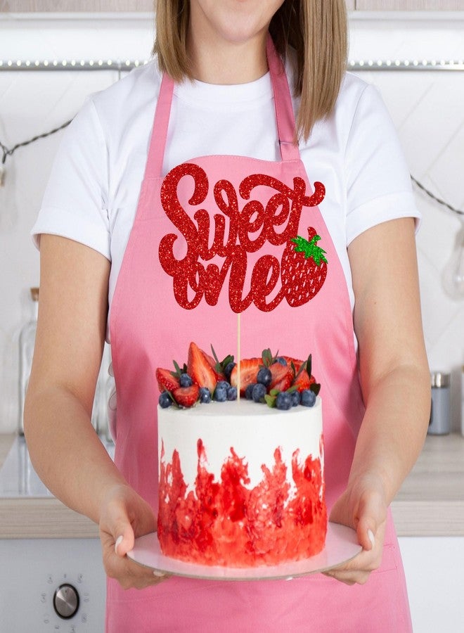 Ephlyn 1 Pack Sweet One Cupcake Topper Glitter First Birthday Strawberry Cake Pick for Fruit Baby Shower 1st Birthday Berry Sweet Cake Decorations For Birthday Party Supplies Red - Image 5