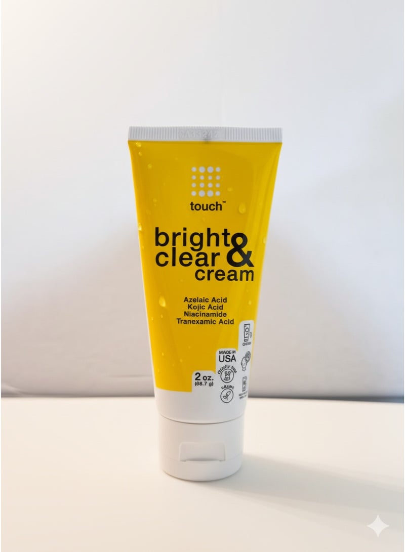 Touch Bright & Clear Cream, 60.7g - Azelaic Acid, Kojic Acid & Niacinamide Treatment for Dark Spots & Brightening