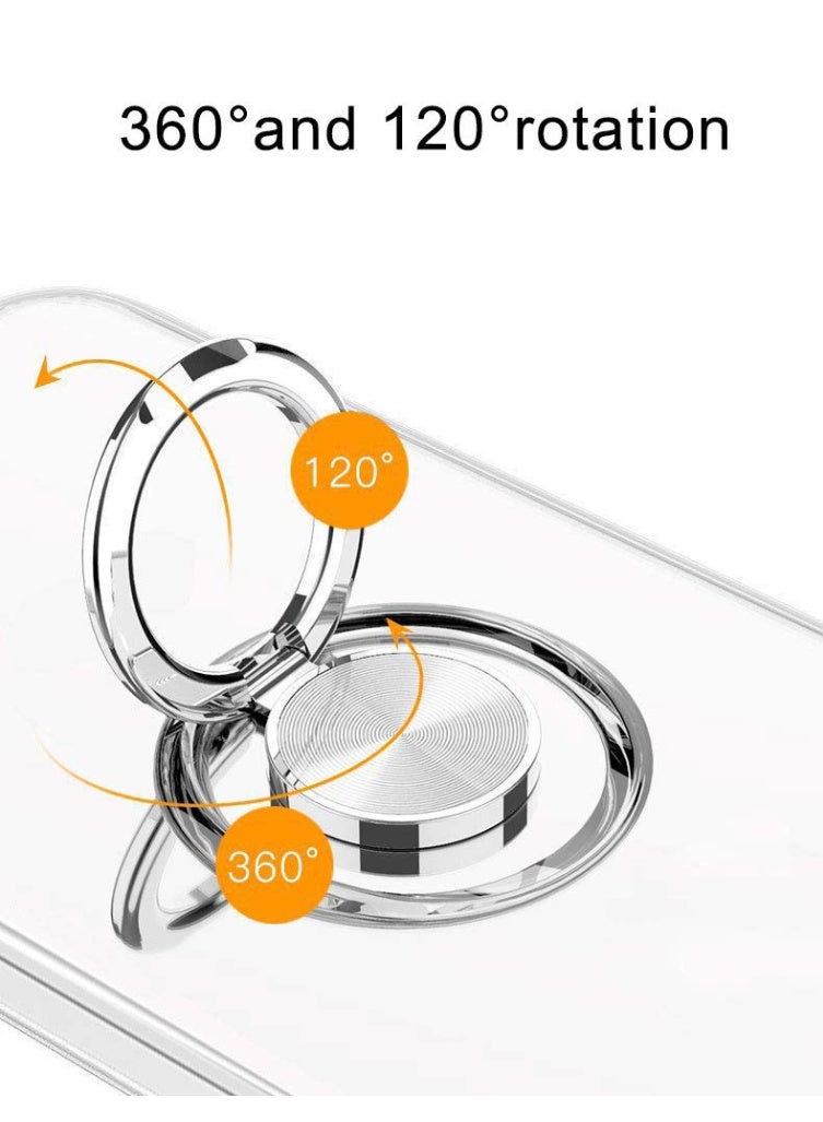 Compatible with iPhone 12 Pro Max 6.7" Clear Silicone TPU Phone Case with Ring Holder Kickstand, Anti-Scratch Shockproof Protective Cover - Image 4