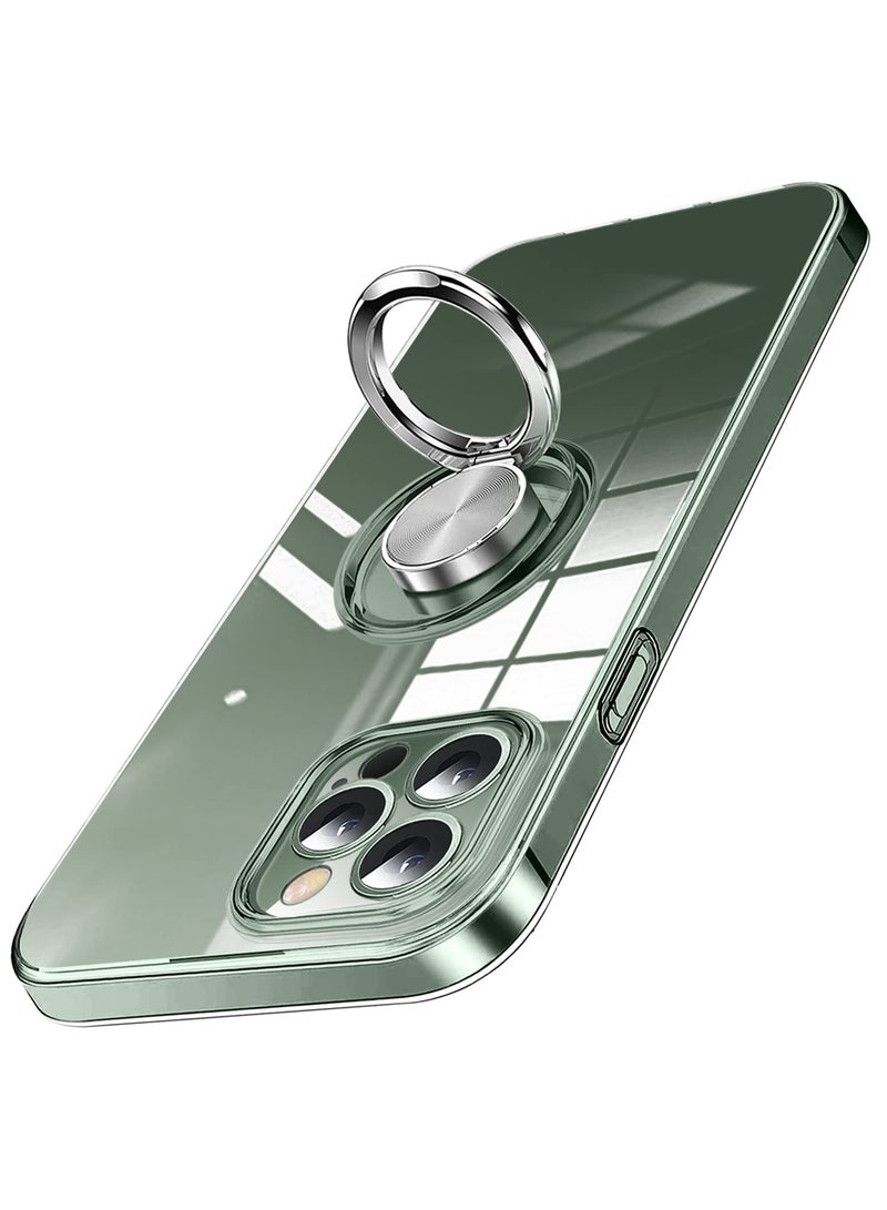 Compatible with iPhone 12 Pro Max 6.7" Clear Silicone TPU Phone Case with Ring Holder Kickstand, Anti-Scratch Shockproof Protective Cover - Image 3