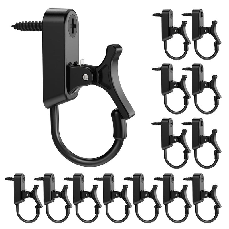 Elrswy Hanger Hooks String Light Hooks Screw-In Hooks For Hanging String Lights And Wire Wind Chimes Plastic And Steel Black 20 Pack - Image 1
