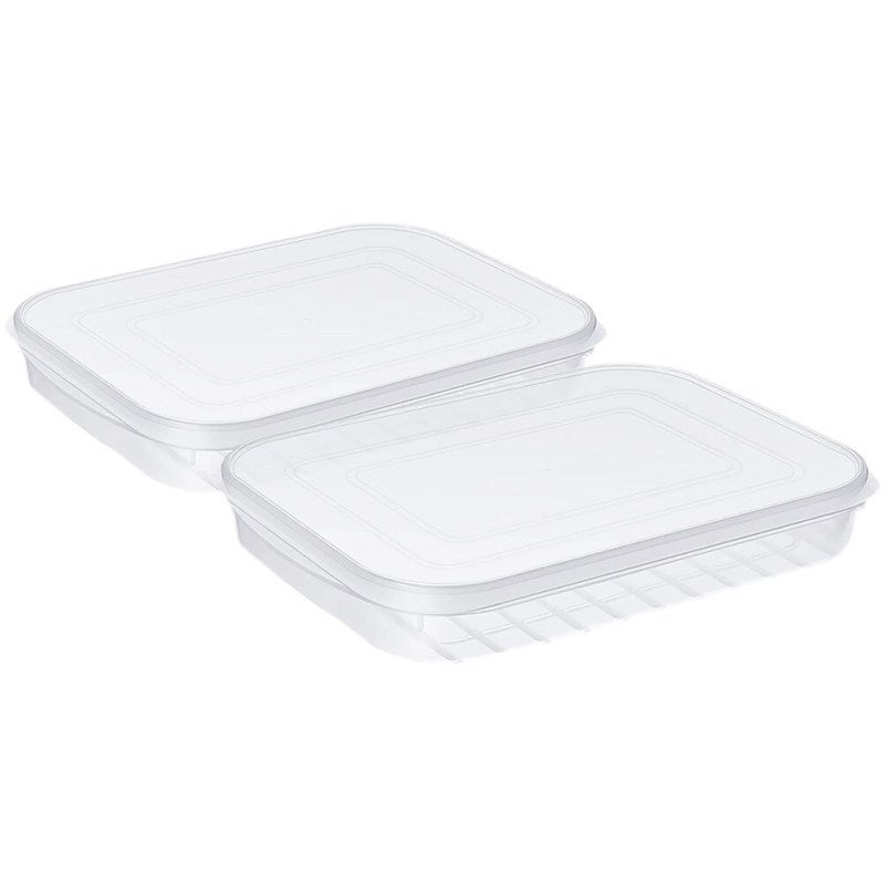 2Pcs Fridge Box Refrigerator Container Seafood Keeper Stackable Clear Storage Cases - Image 4