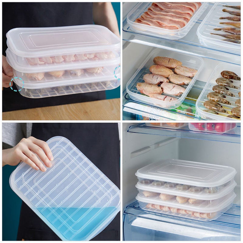 2Pcs Fridge Box Refrigerator Container Seafood Keeper Stackable Clear Storage Cases - Image 5