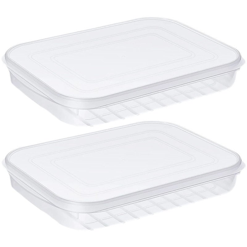 2Pcs Fridge Box Refrigerator Container Seafood Keeper Stackable Clear Storage Cases - Image 1