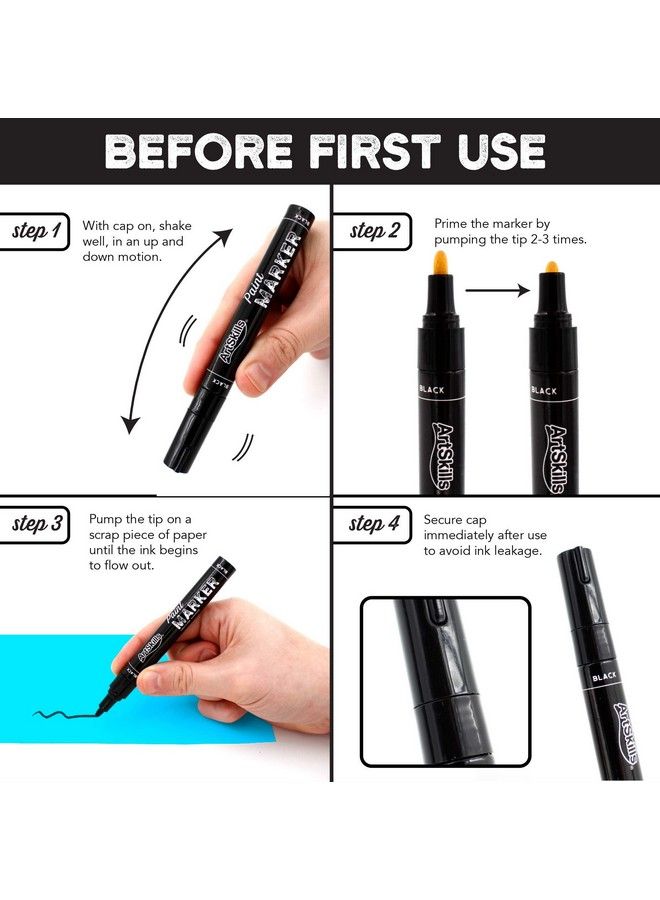 ArtSkills Acrylic Paint Pens Black And White Paint Markers For Kids Fine Tip Markers For Painting Glass Ceramic Wood Metal Art Supplies For Kids & Adults - Image 4