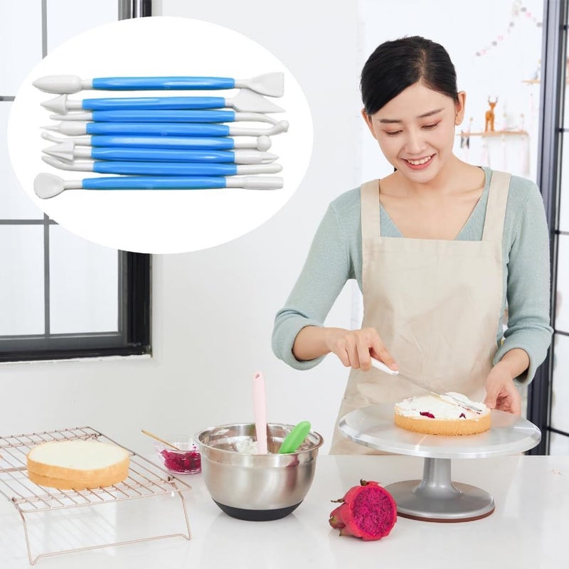 8Pcs Cake Fondant Sculpting Tool Fondant Cake Cutter Cake Mould Tool Cake Scraper Clay Modeling Set - Image 3