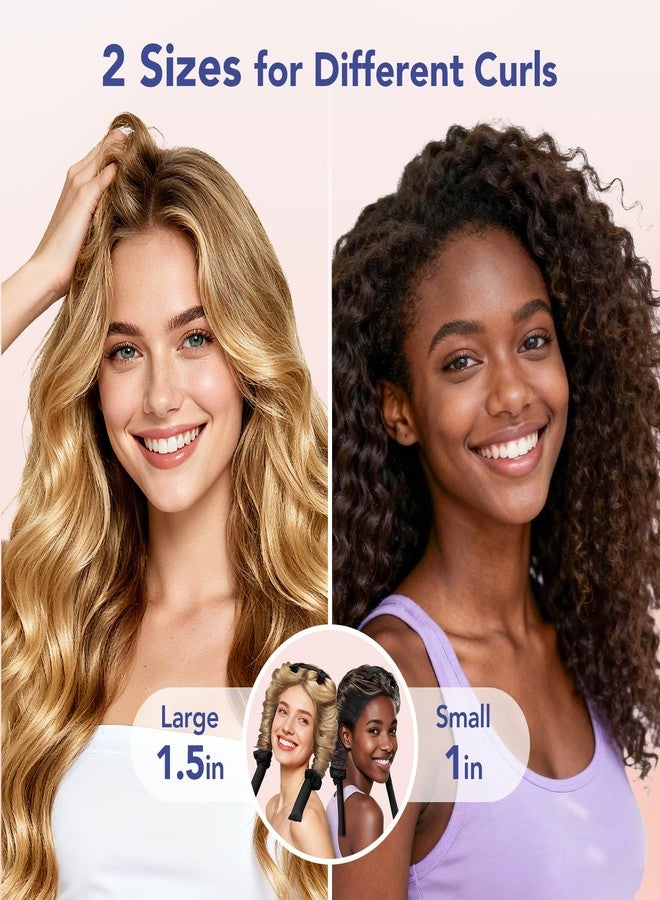 LitBear Heatless Curls Overnight, 2 Sizes of Soft Hair Rollers for Women with Bonnet to Sleep In, No Heat Hair Curlers Set with Scrunchies and Clips, for Long and Medium Hair (Black) - Image 2