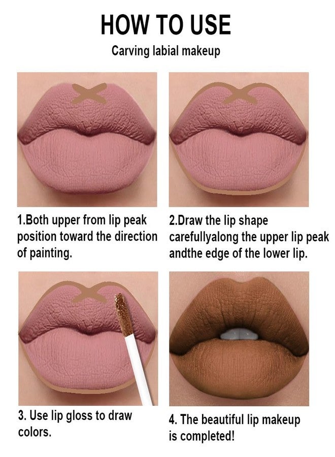AMY'S DIARY 2Pcs Caramel Brown Matte Lip Liner and Lipstick Makeup Set, Matt nude brown Lip Stain Lip Gloss Matt Liquid Lipstick 24H Long Lasting lapiz labiales mate 24 horas originales larga duracion (62#) - Image 5