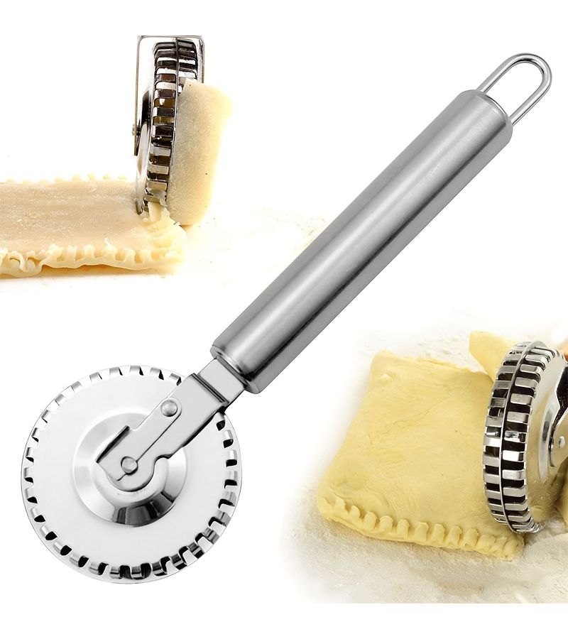 2pcs Stainless Steel Floral Roller Press Textured Lace Cutter Pastry Wheel for Cutting Sealing and Crimping Pie Filling - Image 3