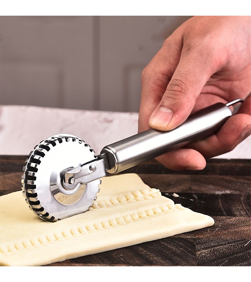 2pcs Stainless Steel Floral Roller Press Textured Lace Cutter Pastry Wheel for Cutting Sealing and Crimping Pie Filling - Image 2