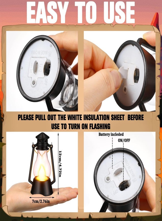 Ferraycle 24 Pcs Mini Lantern for Centerpiece Western Wedding Decor 4 Inch Camping Decorative with LED Candle Vintage Hanging Lantern Ornaments Bulk for Cowboy Cowgirl Xmas Party Decoration (Black) - Image 4