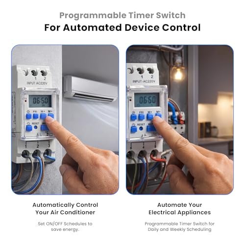 SENSILUX Programmable Digital Timer Switch 30A | Daily & Weekly Time Relay Controller | DIN Rail Mount | LCD Display Automatic ON Off Timer | 30A / 240V AC Includes Battery Backup - Image 5