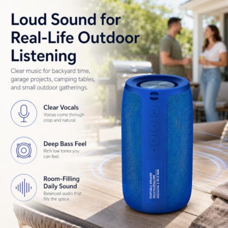 M68 tooth Speaker, 12W, IPX5, FM, USB AUX, Portable 12W speaker for desk, bedroom, travel and poolside. IPX5 splash-resistant with FM, USB drive, AUX and dual pairing - Image 3