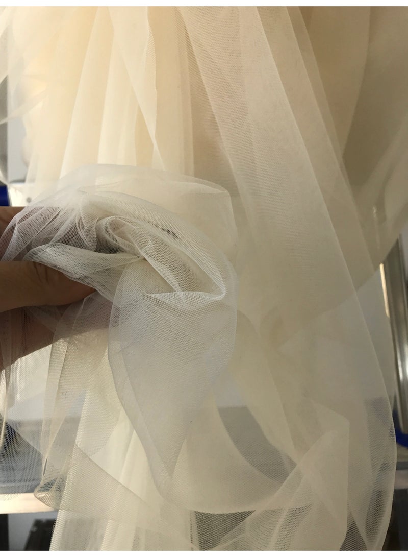 JewelOnPalette Premium Soft & Matte Bridal Tulle Net Fabric by the Yard  / Meter, Wholesale Tulle Mesh, Tulle Fabric for Wedding Gown, Skirt, Dress, Backdrop | Light Cream - Image 4