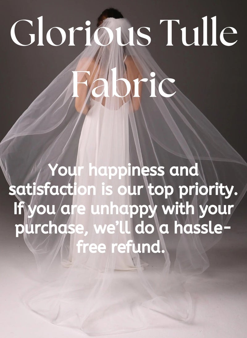 JewelOnPalette Premium Soft & Matte Bridal Tulle Net Fabric by the Yard  / Meter, Wholesale Tulle Mesh, Tulle Fabric for Wedding Gown, Skirt, Dress, Backdrop | Light Cream - Image 5