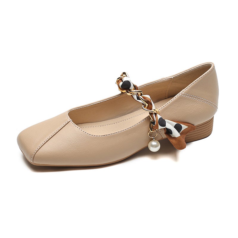 Chic Mary Jane Pumps Block Heel Fashion Khakis 