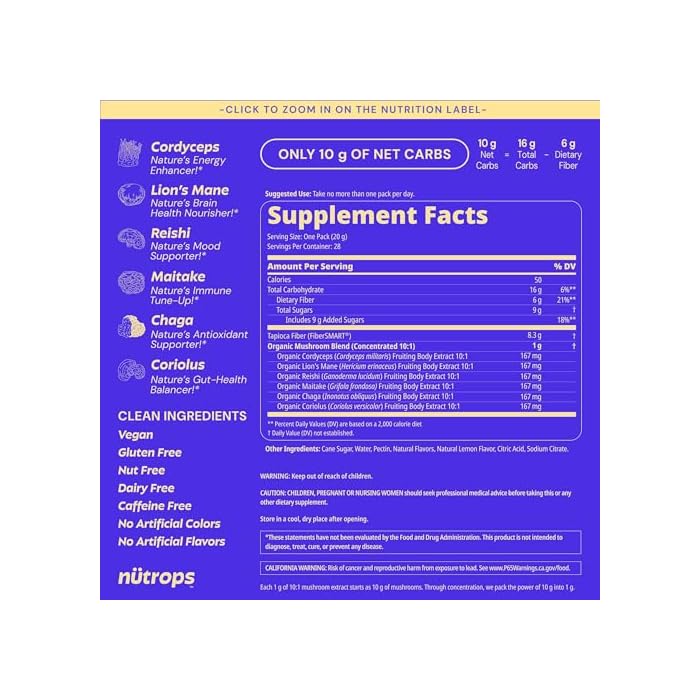 Grüns Nutrops Lions Mane Mushroom Gummies for Adults, Functional Nootropics, Herbal Brain Supplement for Energy, Brain Health, Cognitive, Memory & Focus, Reishi, Chaga, Cordyceps, Coriolus, 28 Count - Image 2