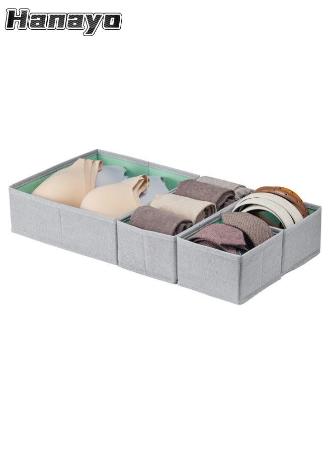 Hanayo 4 Pcs Closet Drawer Organizer Foldable Underwear and Bras Drawer Organizers Non-woven Fabric Storage Box Divider Bins for Bra Socks Underware Ties Clothes (Grey) - Image 1