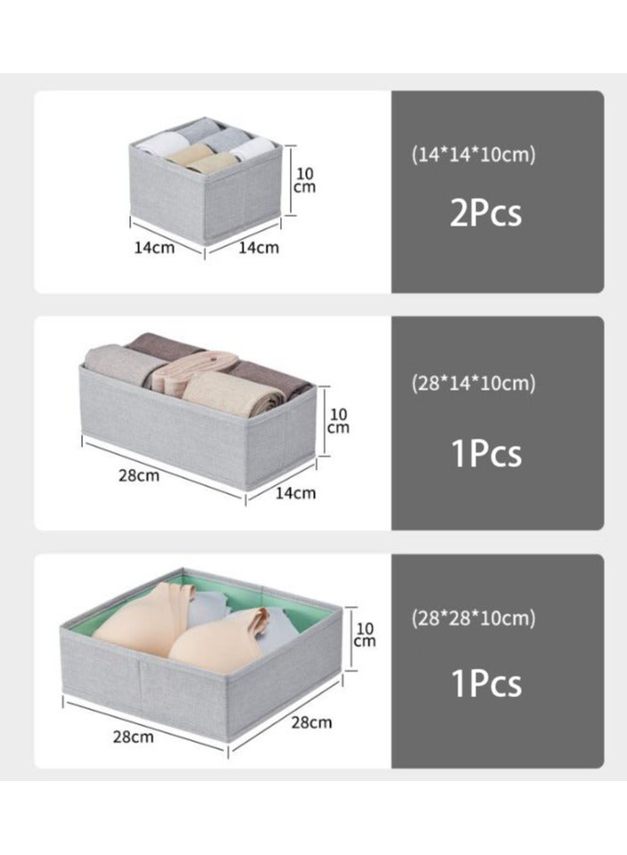 Hanayo 4 Pcs Closet Drawer Organizer Foldable Underwear and Bras Drawer Organizers Non-woven Fabric Storage Box Divider Bins for Bra Socks Underware Ties Clothes (Grey) - Image 2