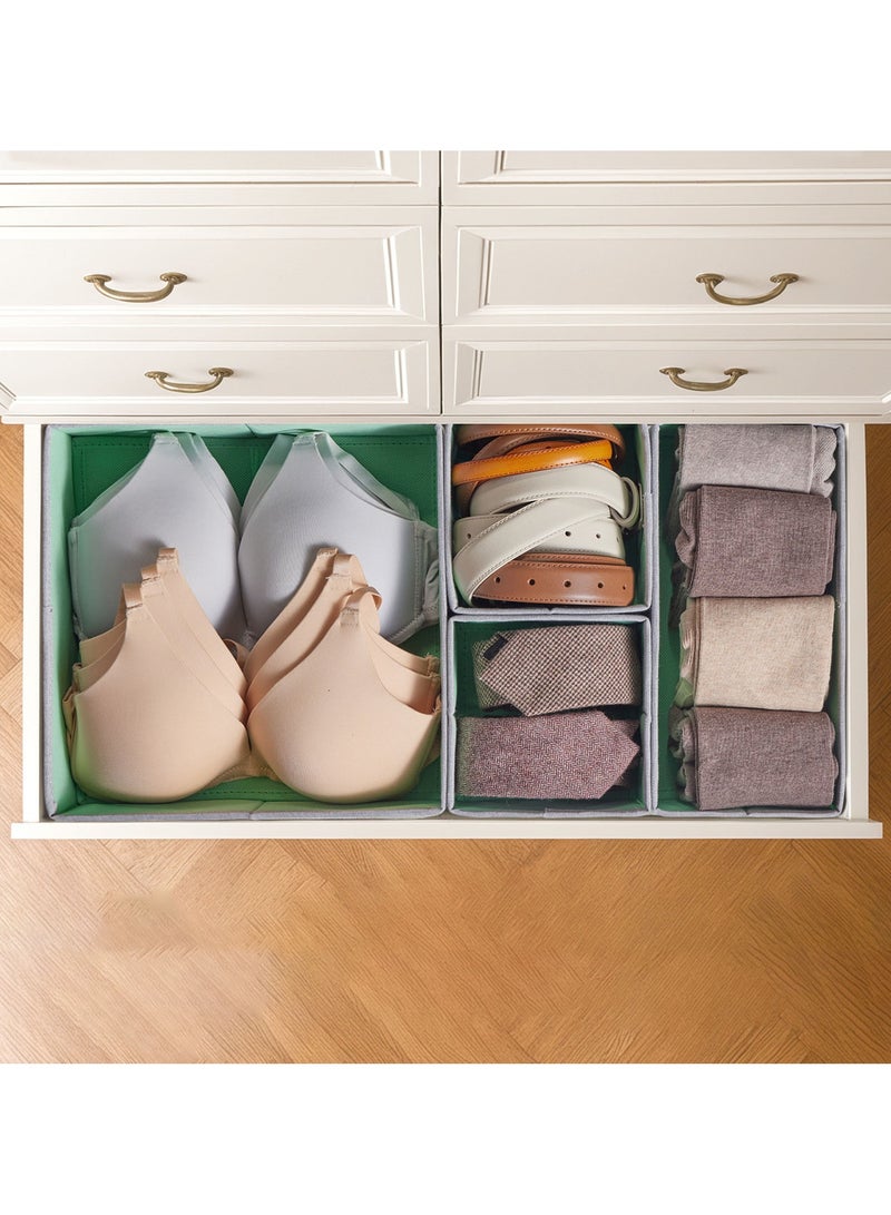 Hanayo 4 Pcs Closet Drawer Organizer Foldable Underwear and Bras Drawer Organizers Non-woven Fabric Storage Box Divider Bins for Bra Socks Underware Ties Clothes (Grey) - Image 3