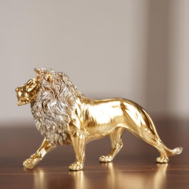 ICE Armor Hand Painted 23-Inch Large Gold Lion Statue â€“ Majestic King of The Jungle Sculpture for Luxury Home DÃ©cor, Office, Entryway, Mantel & Statement Display - Image 1