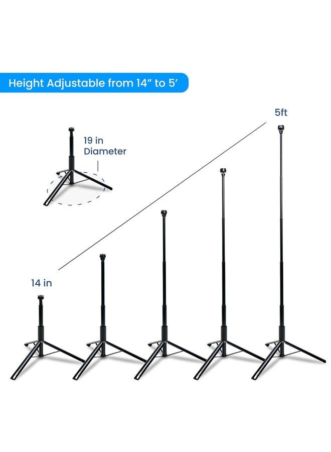 Lume Cube - Adjustable 5ft Light Stand Tripod - Adjustable Height 2ft to 5ft - Stand for Lights, Webcams, Cameras - Aluminum Lightweight - for Content & Video - Image 2