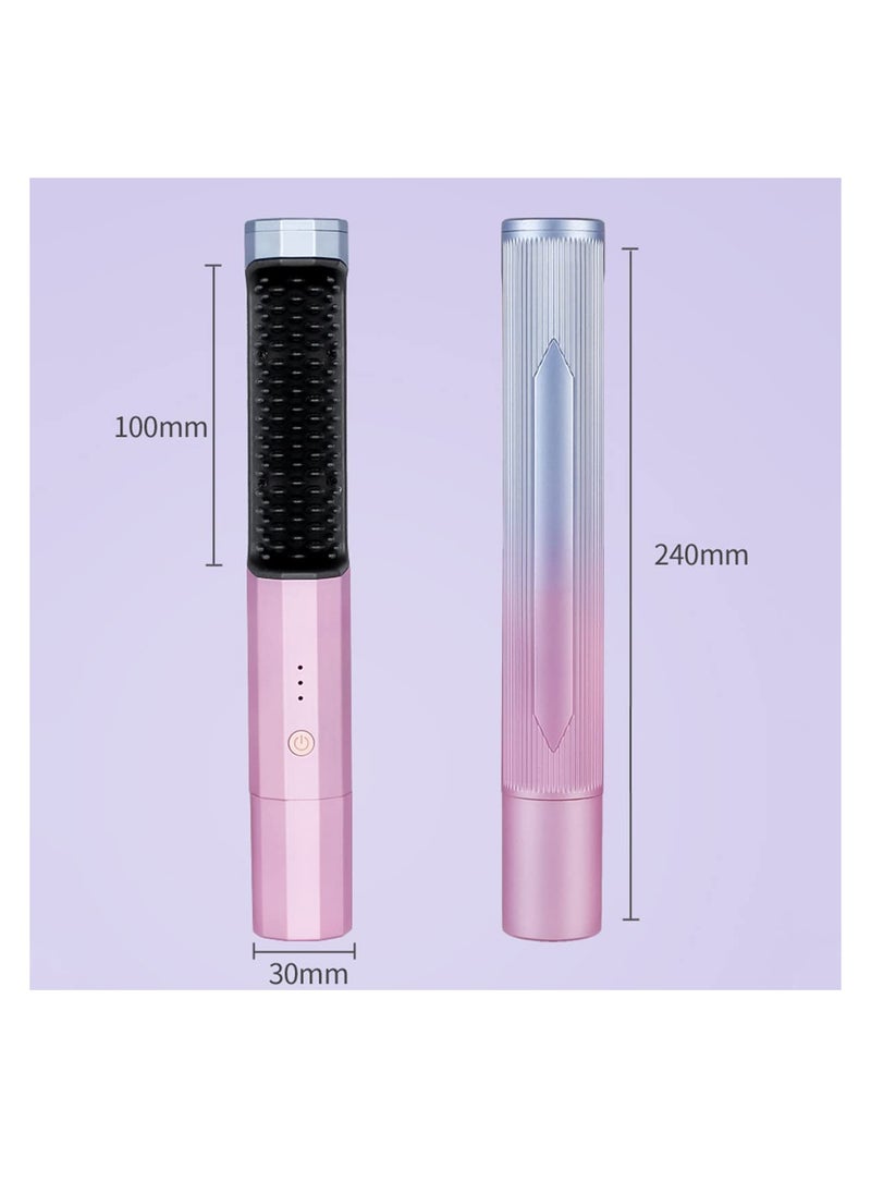 Excefore - Portable Cordless Hair Straightening Brush, with 3 Levels Temperature Auto-Off Anti-Scald Function, Travel Curler Styler, USB C or TypeC Rechargeable Electric Wireless Hair Straightener Comb - Image 1