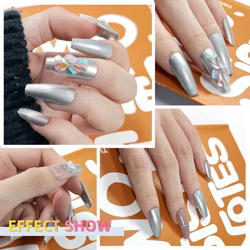 U-Shinein 8ml Metallic Painting Gel, Silver Painted Nail Polish, 3D Metal Painting Drawing Mirror Nail Gel Polish Glossy Soak Off UV/LED DIY Nail Art Manicure - Image 5