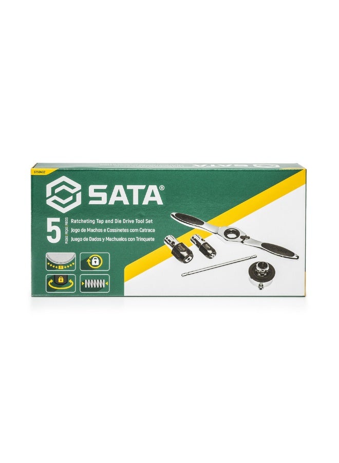 SATA ST50402 5-Piece 3/8" Medium Ratcheting Tap and Die Drive Tool Set - Image 3