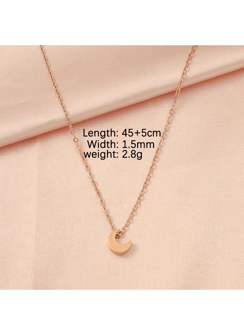 Generic Fashion Stainless Star Moon Heart Pendant Necklace Moon Furnace Rose Gold (MP101-2) 