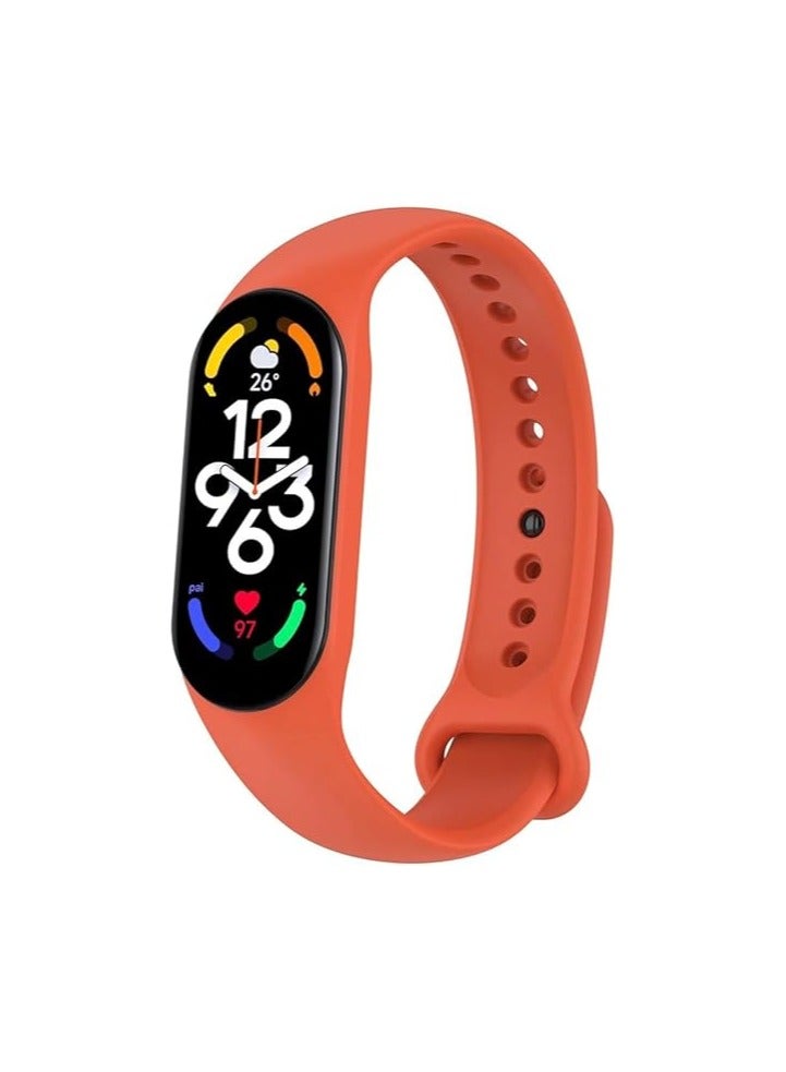 ELMO3EZZ Strap for Xiaomi Mi Band 7, Flexible Silicone Replacement Watch Adjustable Smart Watch Strap., Xiaomi Haylou RT LS05S/ Orange - Image 1