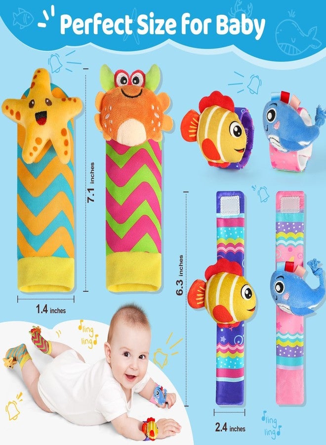 URMYWO Wrist Rattles for Baby - Rattle Socks - Foot Finder Set - Baby Toys for 0-12 Months Infant - Newborn Essentials - Early Learning Sensery Toys for Boy Girl as Shower Gifts Easter Basket Stuffer - Image 2