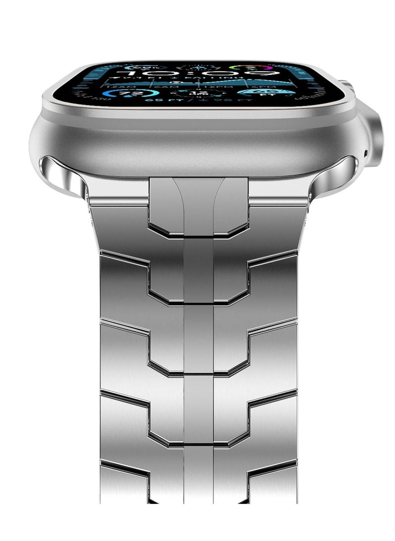 ELTRAZONE Stainless Steel Strap for iWatch 49mm 46mm 45mm 44mm 42mm – Silver Replacement Band for Apple Watch Ultra 3 | Ultra 2 | Ultra | Series 10 9 8 7 SE 6 5 4 3 2 1 – Durable, Adjustable, and Elegant Design - Image 2