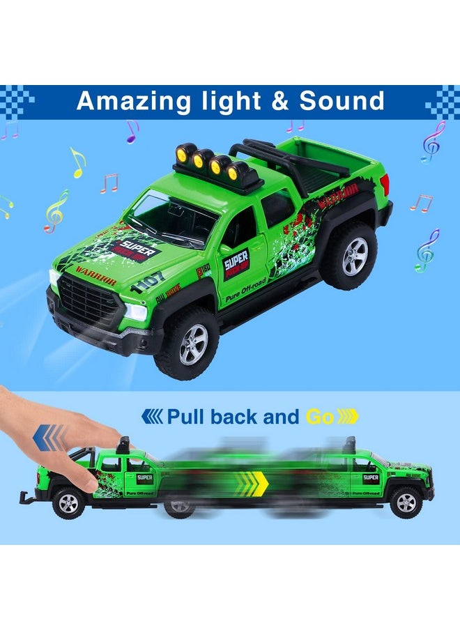 G.C G.C 4 Pack Pickup Truck Trailer Toys for Boys Kids Toy Camper Boat Diecast Truck Vehicle 1:36 Scale Pull Back Metal Car Toys Playset with Light Sound  - Image 2