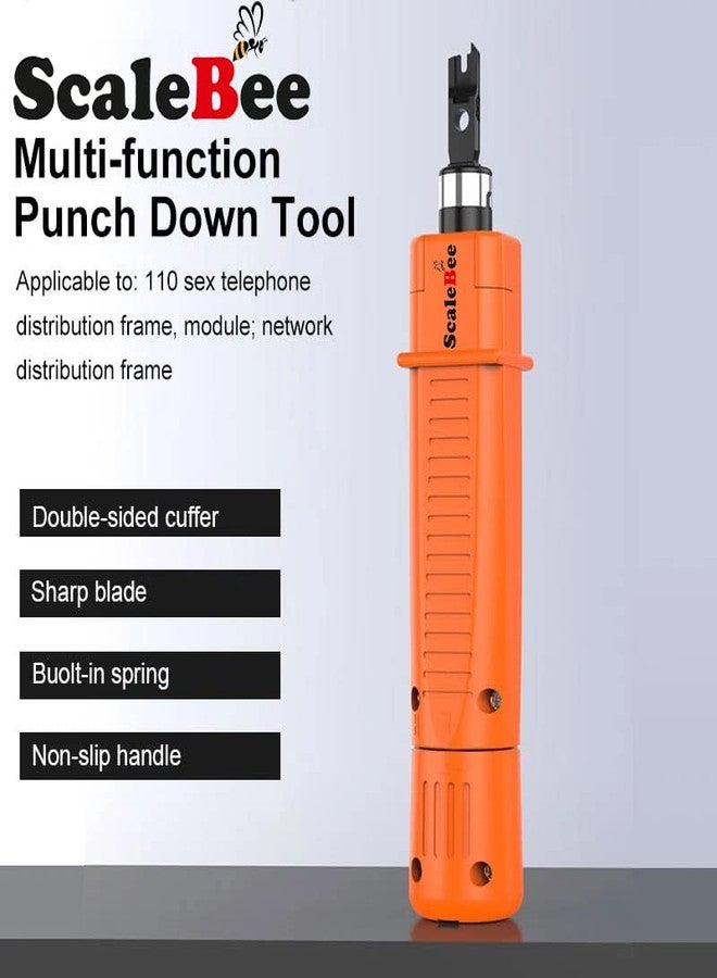 Scalebee Punch Down Impact Tool,Network Wire Stripper,Multifunctional Stripping Cutter Hand Tool for All Types of 110 Modules (Orange) - Image 2